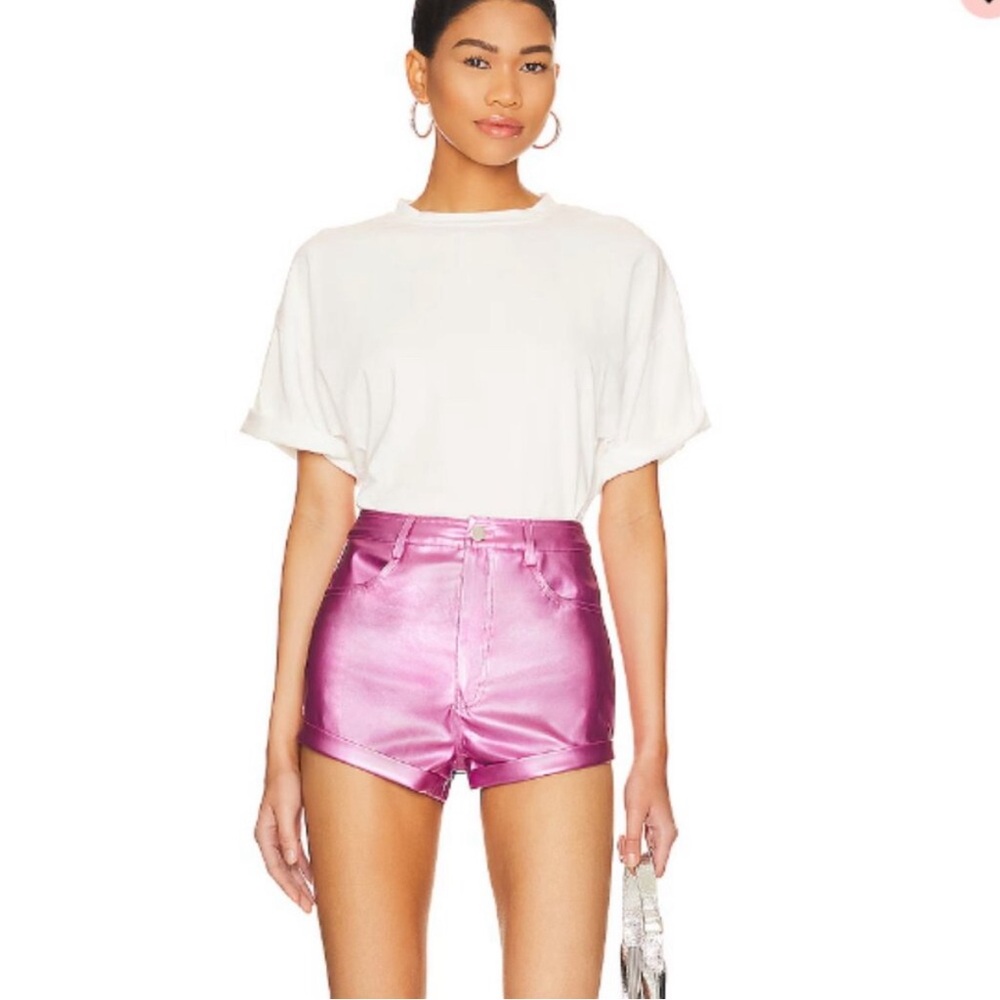 Superdown Roxy Faux Leather Metallic Shorts